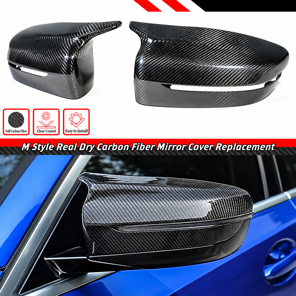 PARA BMW G30 G20 M 2017-22 ESTILO COMPLETAMENTE SECO FIBRA DE CARBONO REPUESTO CUBIERTAS ESPEJOS RETROVISORES