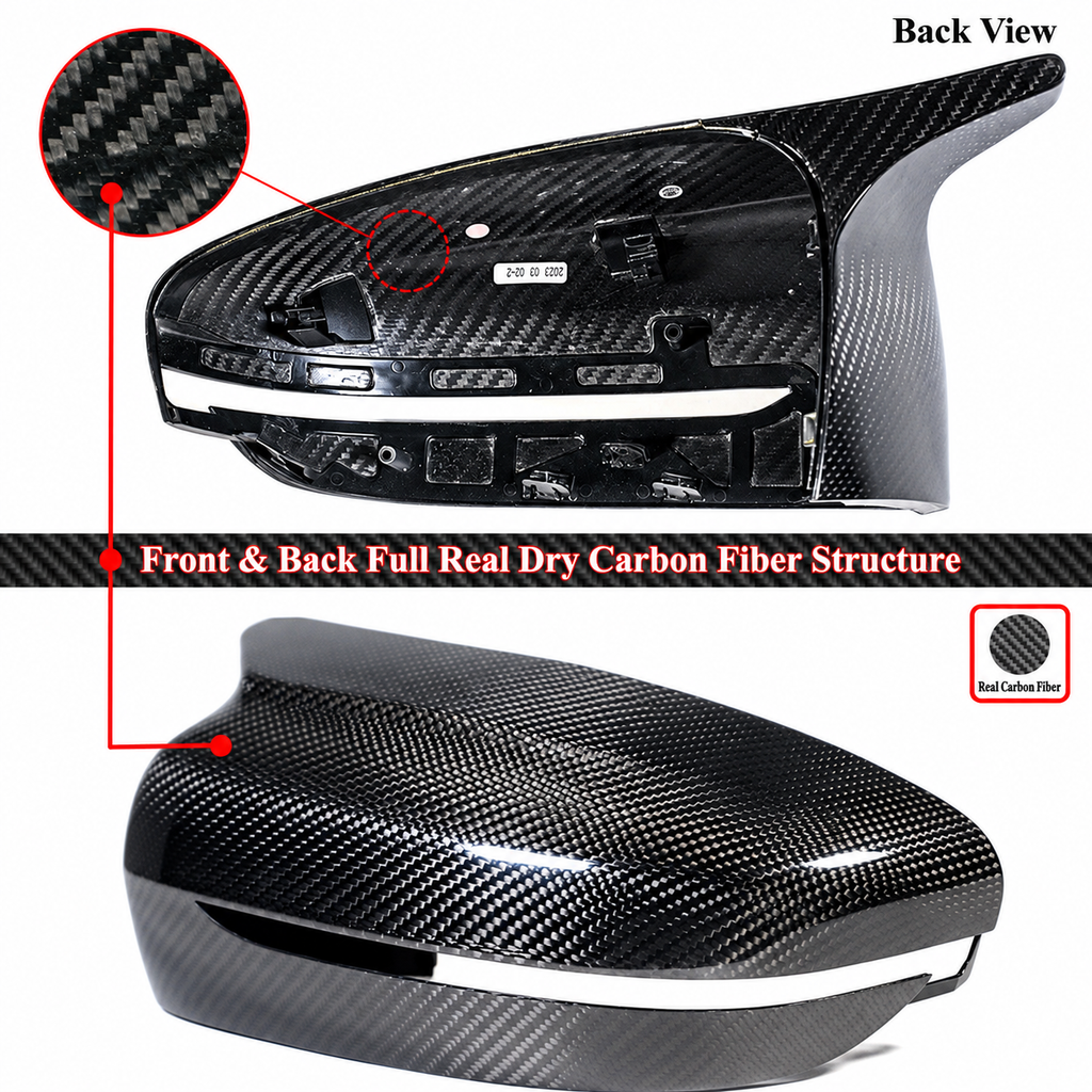 PARA BMW G30 G20 M 2017-22 ESTILO COMPLETAMENTE SECO FIBRA DE CARBONO REPUESTO CUBIERTAS ESPEJOS RETROVISORES