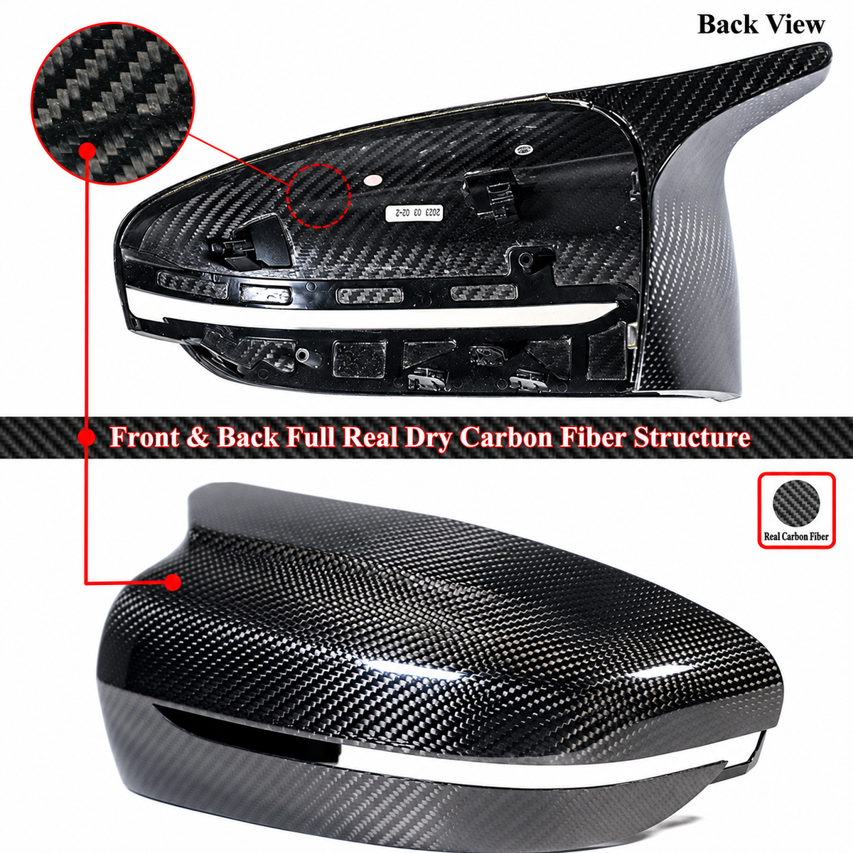 PARA BMW G30 G20 M 2017-22 ESTILO COMPLETAMENTE SECO FIBRA DE CARBONO REPUESTO CUBIERTAS ESPEJOS RETROVISORES