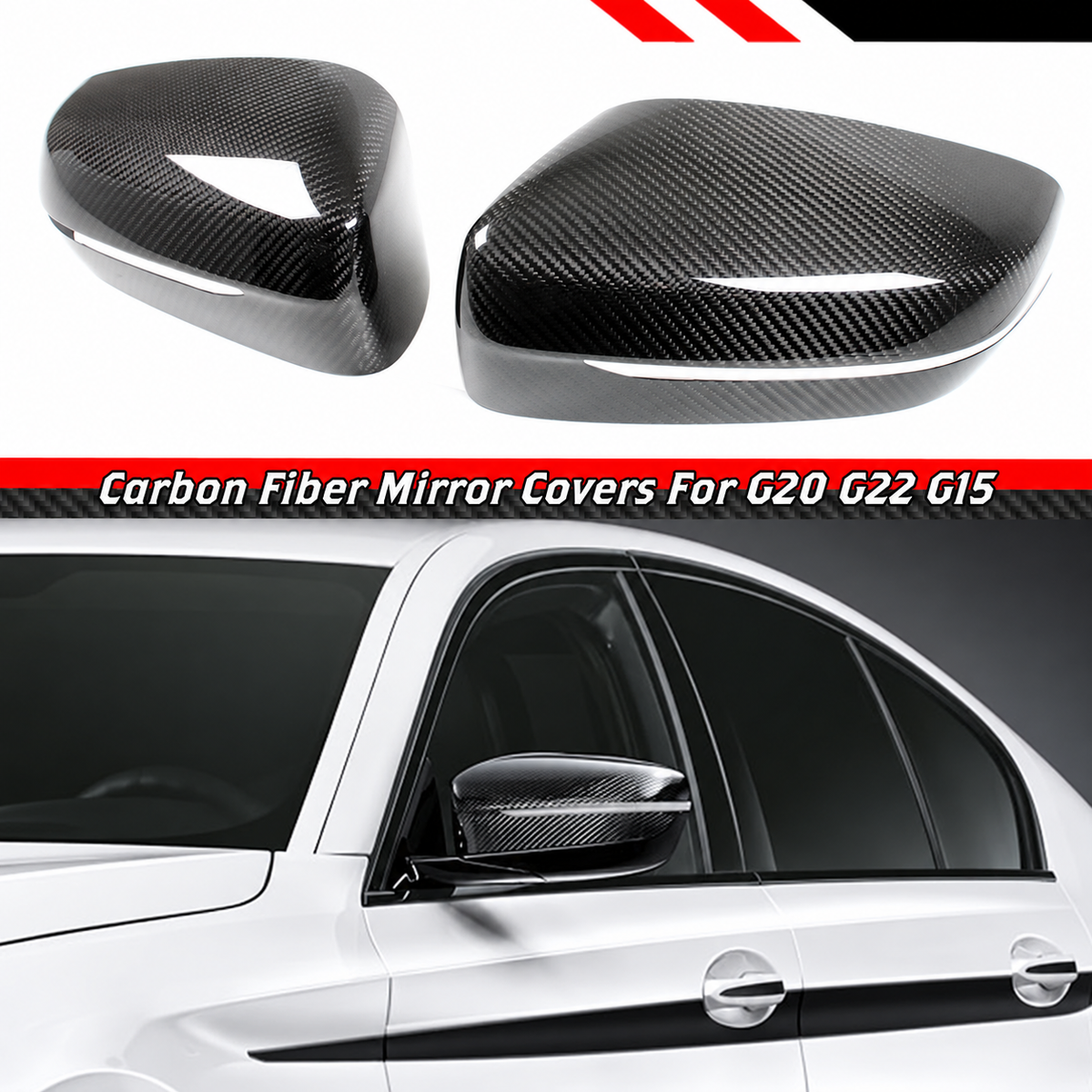 PARA BMW G15 G20 G22 2018-2023 SERIE 3 4 8 TAPAS DE ESPEJOS RETROVISORES LATERALES DE FIBRA DE CARBONO