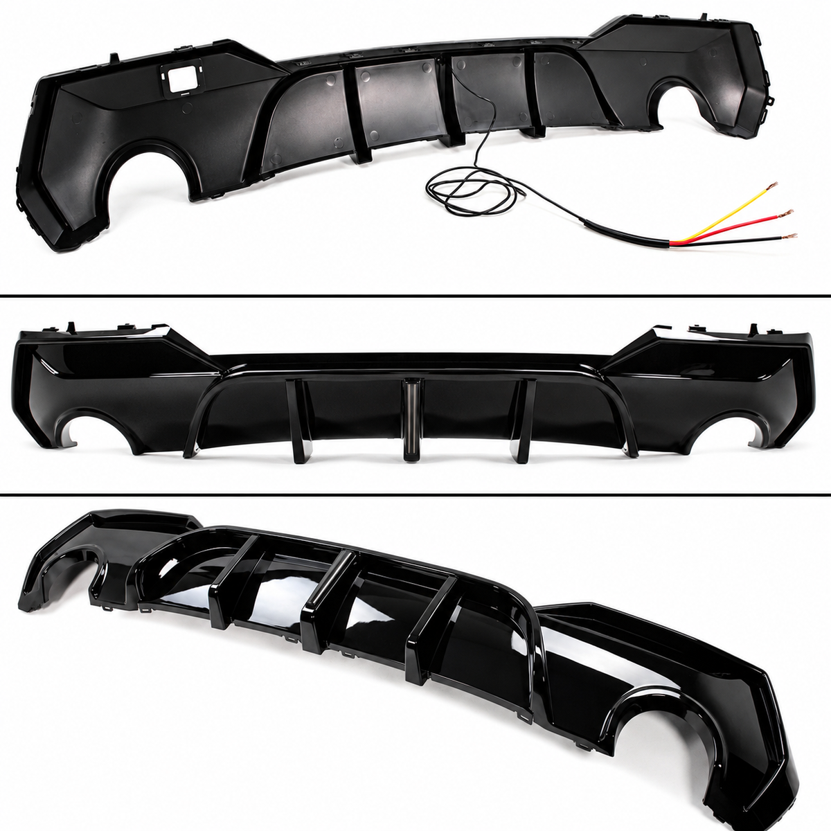 PARA 21-26 BMW G22 G23 SERIE 4 LENTE DE HUMO LED ALETA DE TIBURÓN BRILLO NEGRO DIFUSOR TRASERO