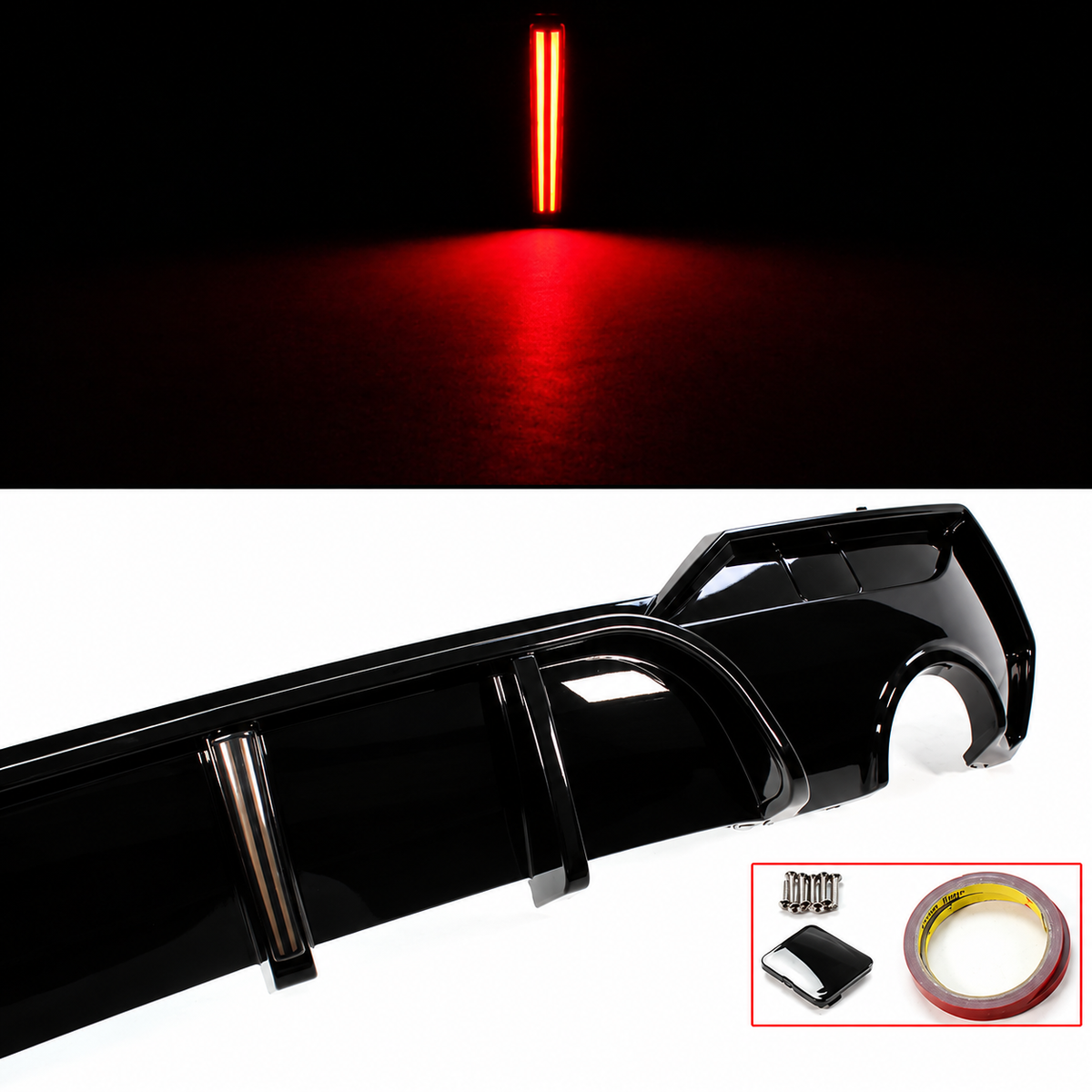 PARA 21-26 BMW G22 G23 SERIE 4 LENTE DE HUMO LED ALETA DE TIBURÓN BRILLO NEGRO DIFUSOR TRASERO
