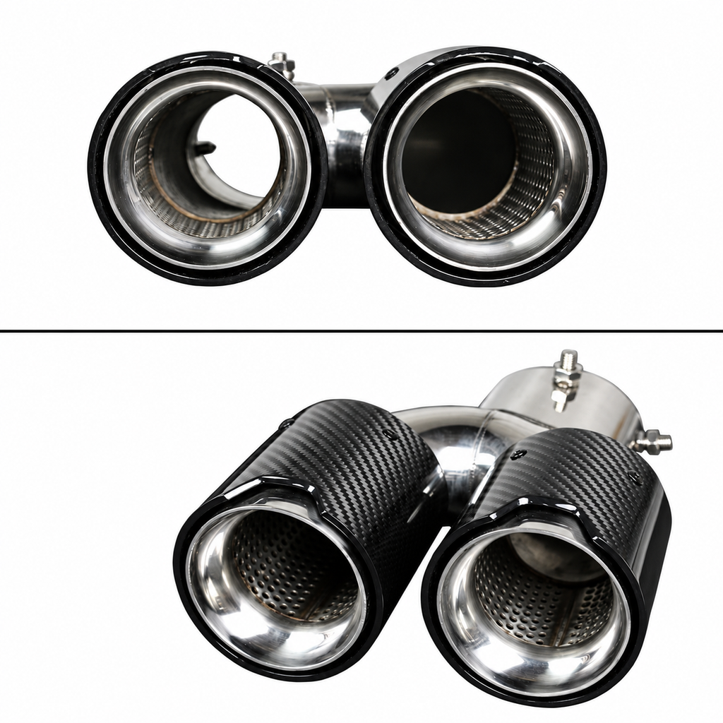 PARA BMW M240i M440i M550i Z4 M40i FIBRA DE CARBONO ACERO INOXIDABLE CUADDRUPLE ESCAPE PUNTA
