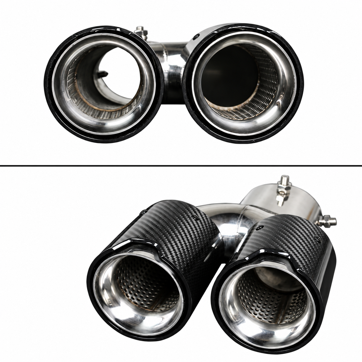 PARA BMW M240i M440i M550i Z4 M40i FIBRA DE CARBONO ACERO INOXIDABLE CUADDRUPLE ESCAPE PUNTA