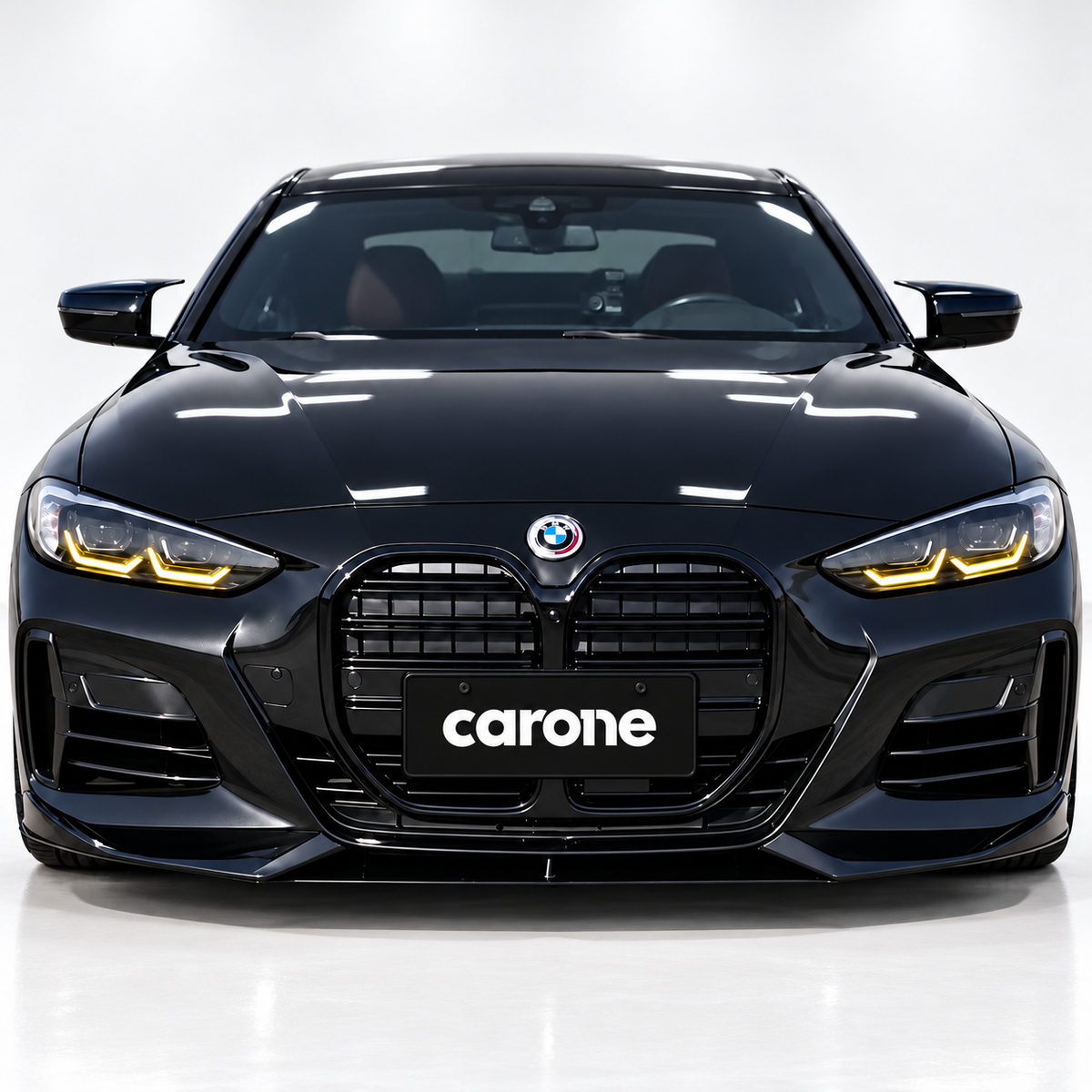 DIVISOR DE LABIOS DE PARACHOQUES DELANTERO NEGRO BRILLANTE PARA BMW G22 G23 430I M440I 21-26