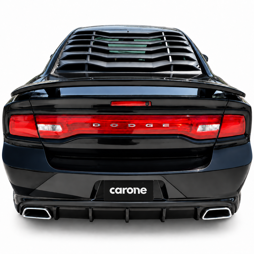 Dodge Charger 2011-2023
Cubierta de persiana para parabrisas ventana trasera negra brillante 2 piezas