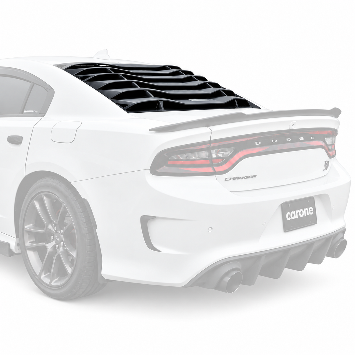 Dodge Charger 2011-2023
Cubierta de persiana para parabrisas ventana trasera negra brillante 2 piezas