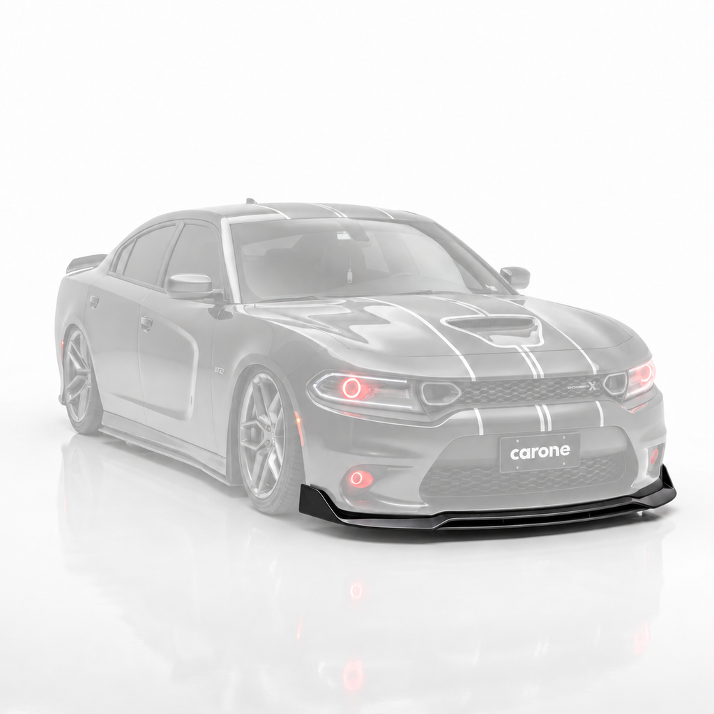 Dodge Charger SRT 2015-2023 DIVISOR DE LABIOS PARA PARACHOQUES NEGRO MATE DOBLE CUBIERTA