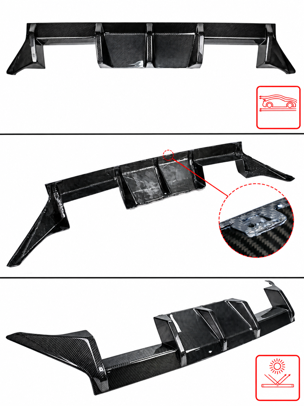 PARA BMW G87 M2 2023-2026 DIFUSOR TRASERO 3 ALETAS DE FIBRA DE CARBONO REAL