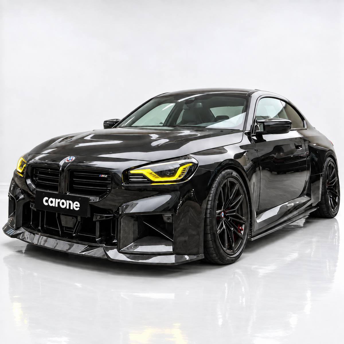 Labio divisor parachoques delantero estilo MH fibra de carbono real para BMW G87 M2 23-26