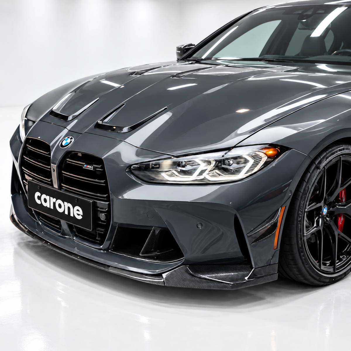 Kit de labios de parachoques delantero de fibra de carbono estilo rendimiento para BMW G80 M3 G82 M4 21-26
