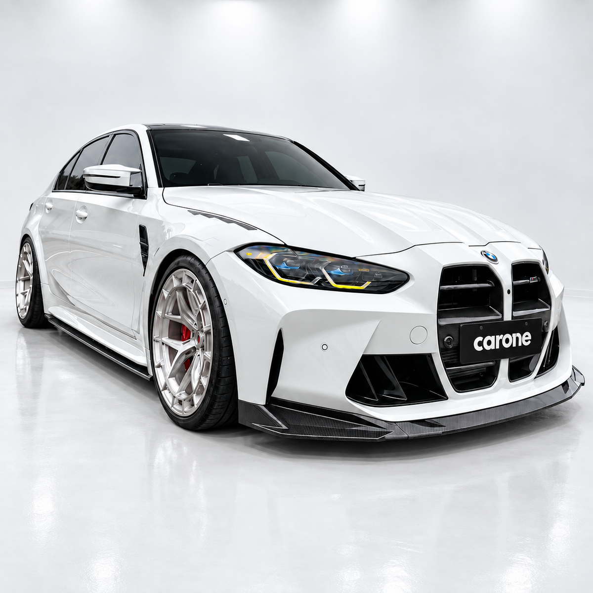 Labio de parachoques delantero de fibra de carbono real estilo V2 para BMW G80 M3 G82 G83 M4 MHC+ 21-26