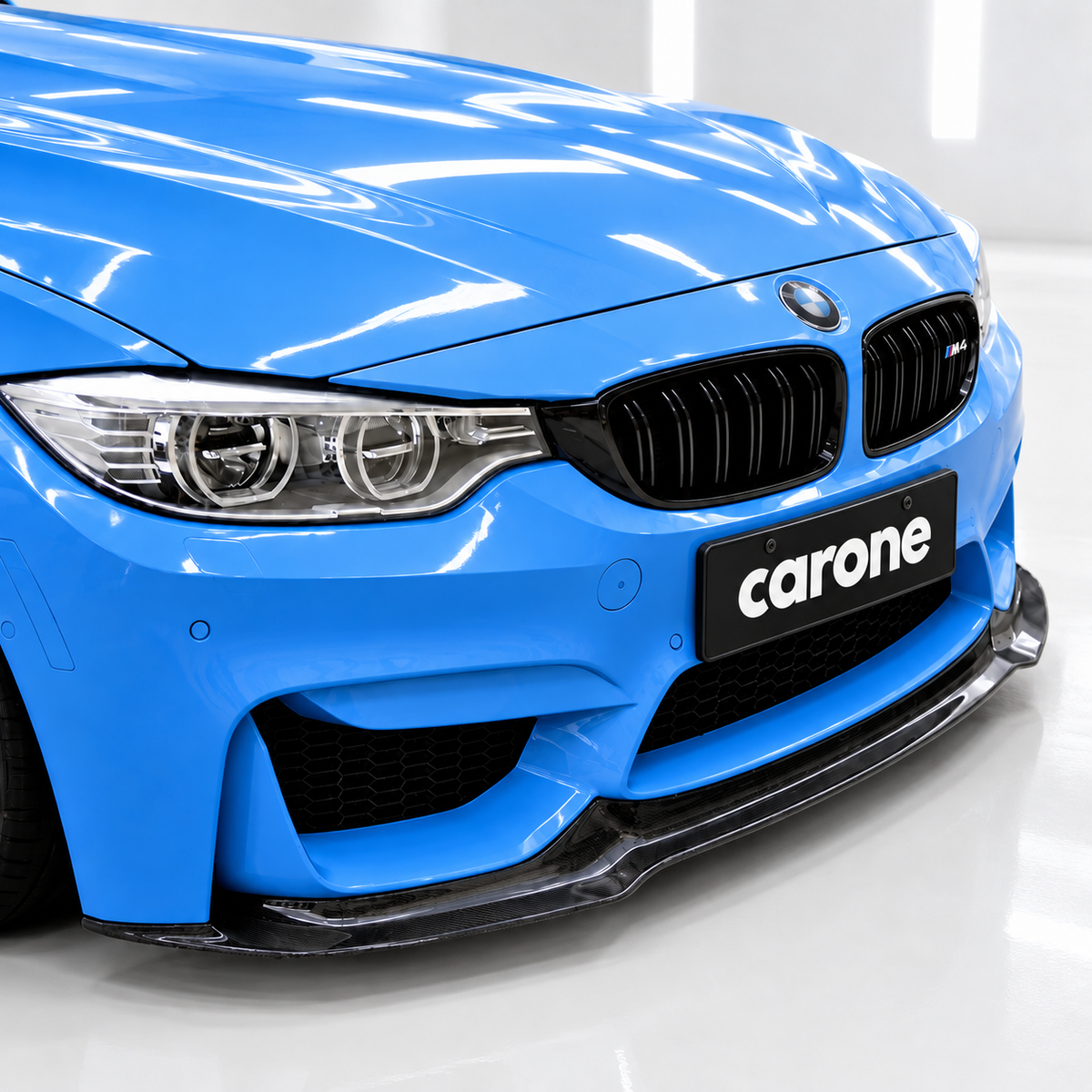 Divisor de labios de parachoques delantero de fibra de carbono estilo V para BMW F80 M3 F82 F83 M4 2015-19