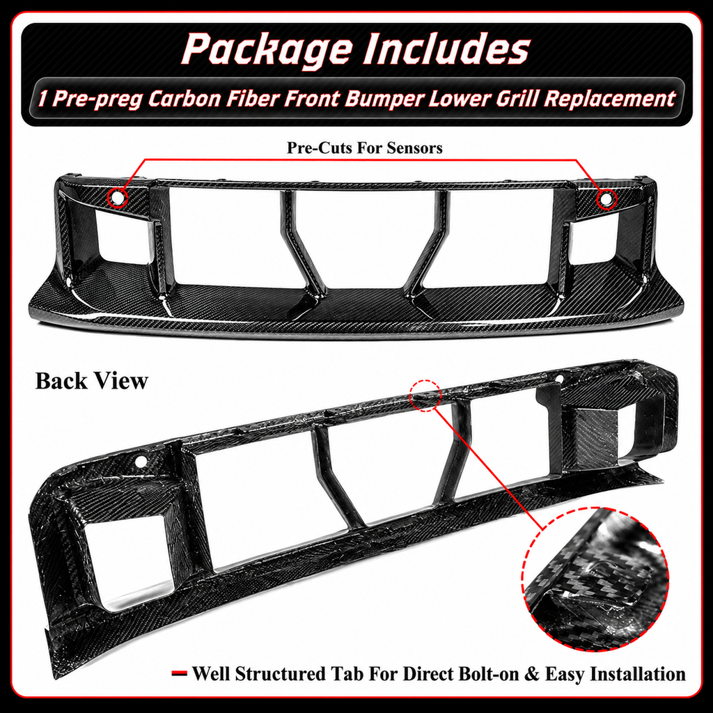PARACHOQUES DELANTERO COMPLETO DE FIBRA DE CARBONO PARA BMW G87 M2 2023-2026 REPUESTO PARRILA INFERIOR