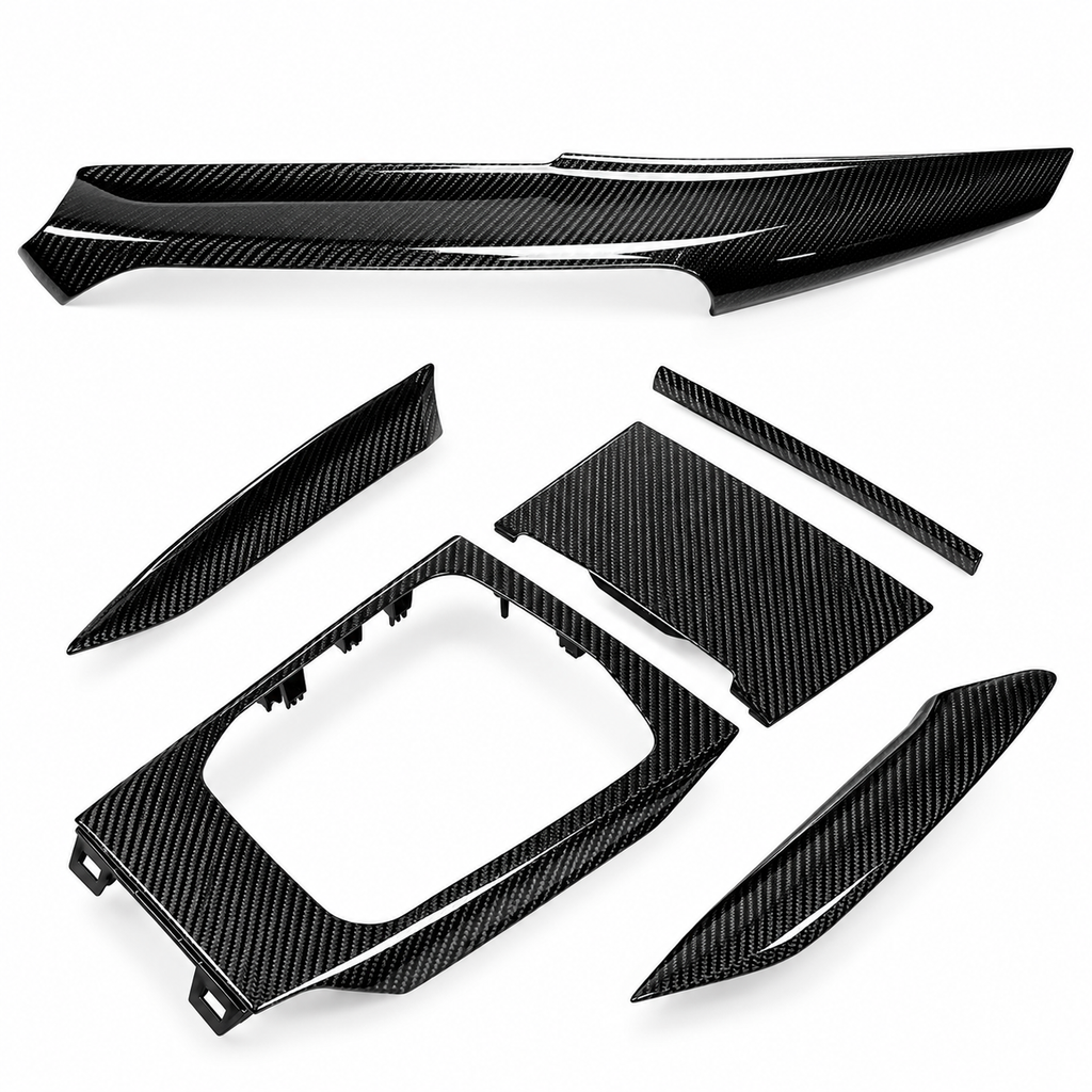 Kit de molduras de consola interior para tablero de instrumentos de fibra de carbono de 6 piezas BMW G8X G2X G42 2025-26