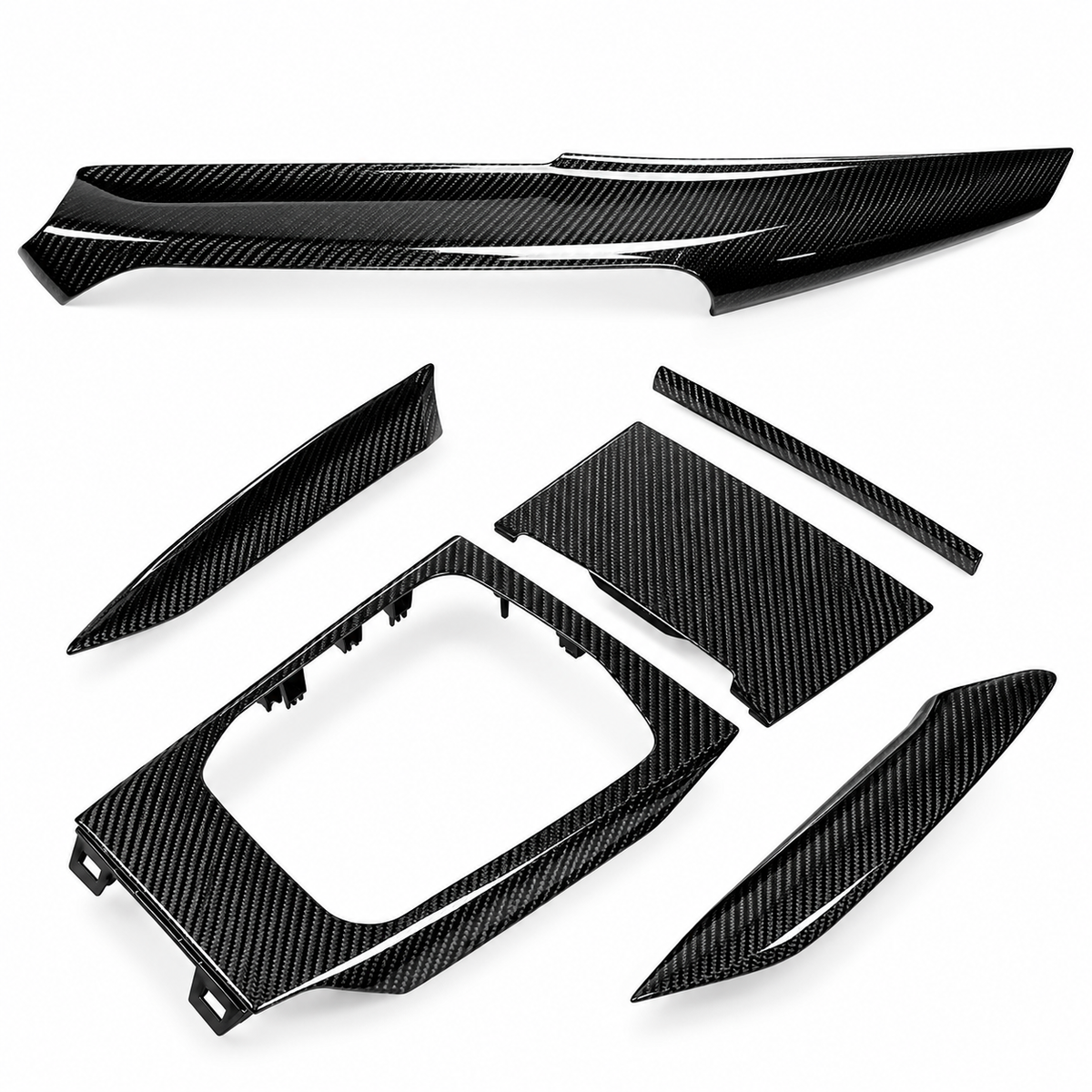 Kit de molduras de consola interior para tablero de instrumentos de fibra de carbono de 6 piezas BMW G8X G2X G42 2025-26