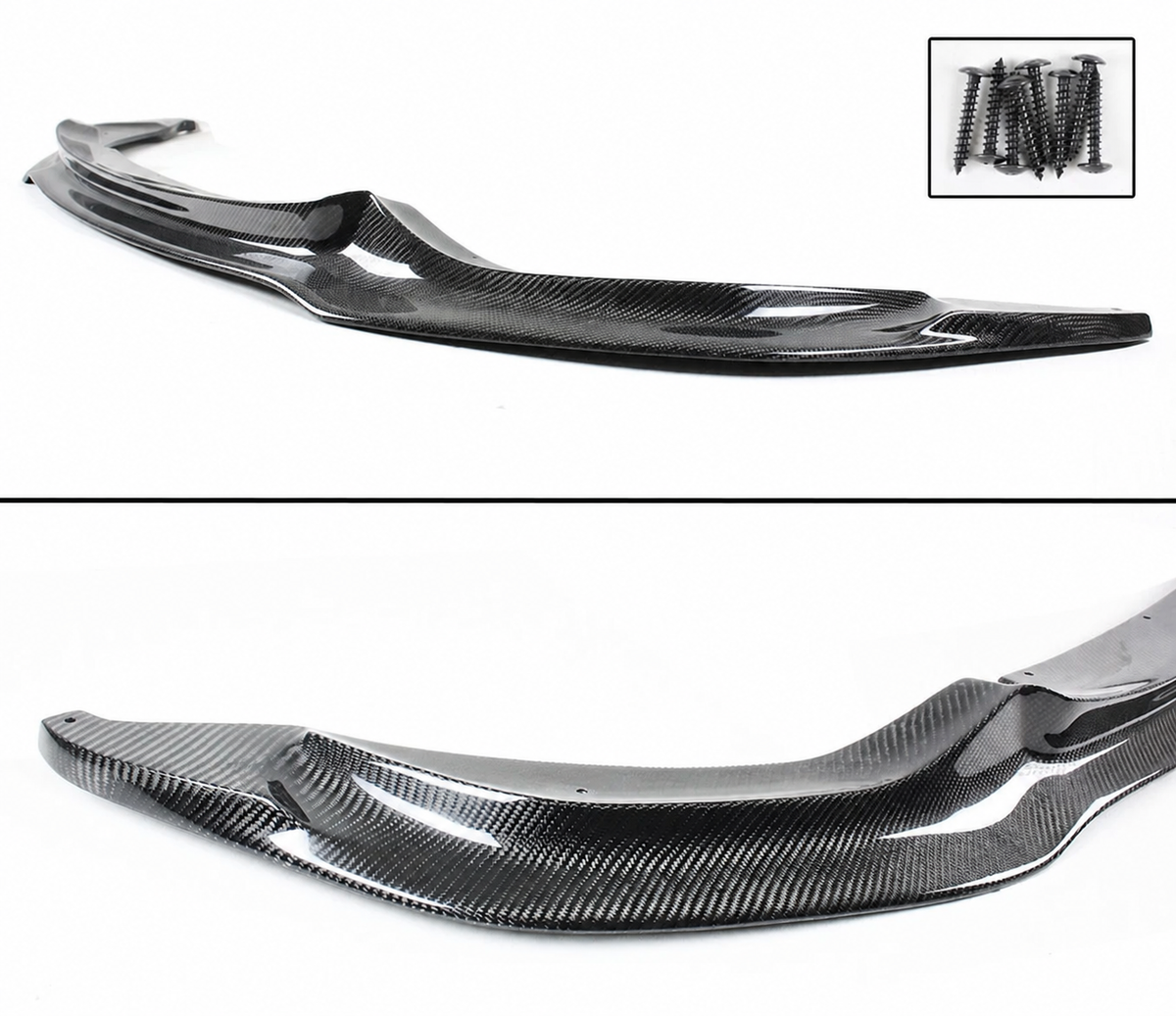 Divisor de labios de parachoques delantero de fibra de carbono estilo V para BMW F80 M3 F82 F83 M4 2015-19