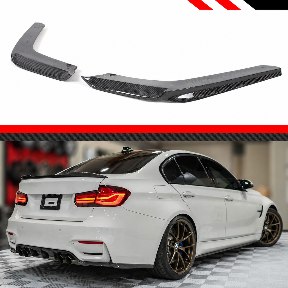 Extensión de parachoques trasero de fibra de carbono para BMW F80 M3 F82 F83 M4 15-2020