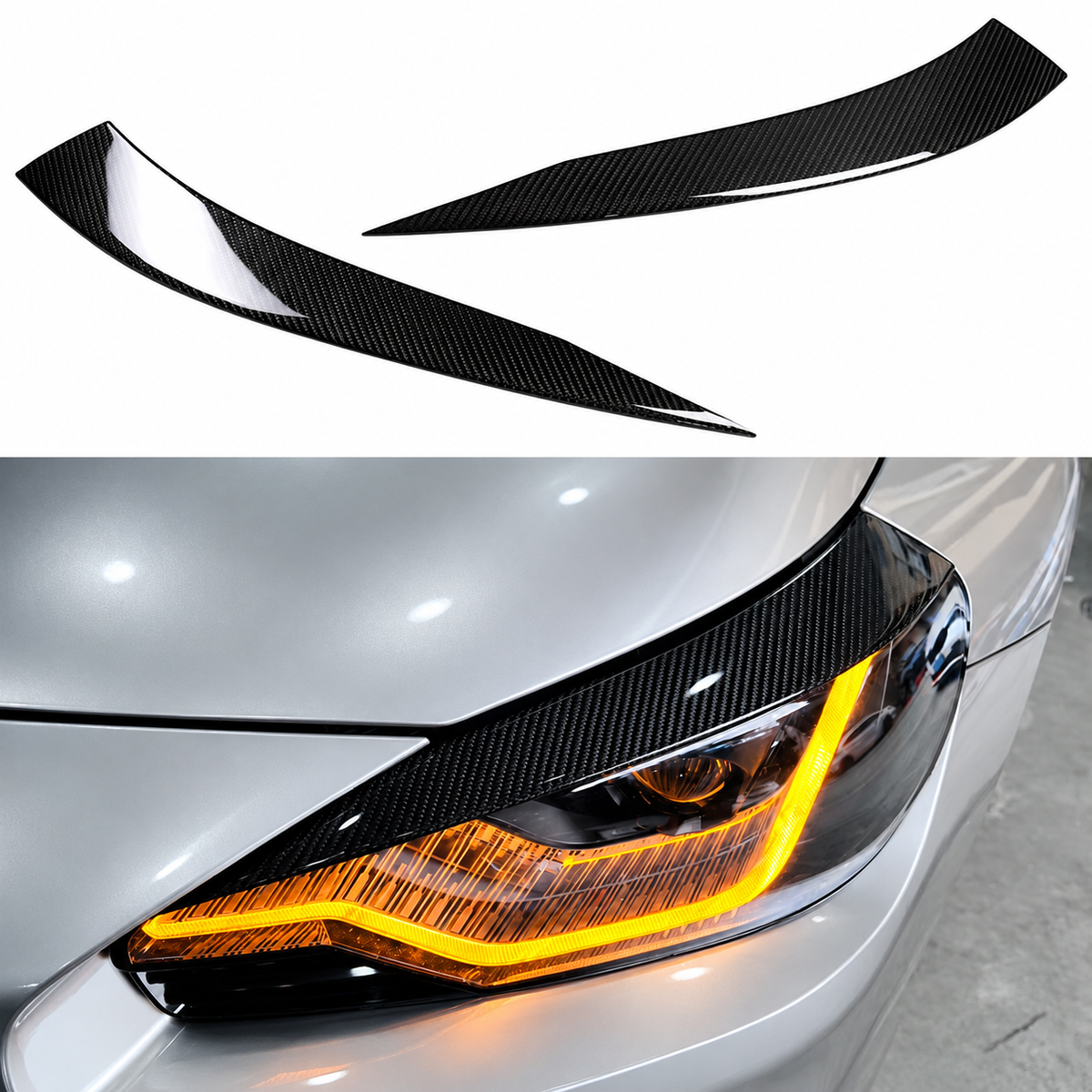 PARA BMW G87 M2 23-26 FIBRA DE CARBONO FARO PÁRPADO SUPERIOR CEJA RIBETE CUBIERTA