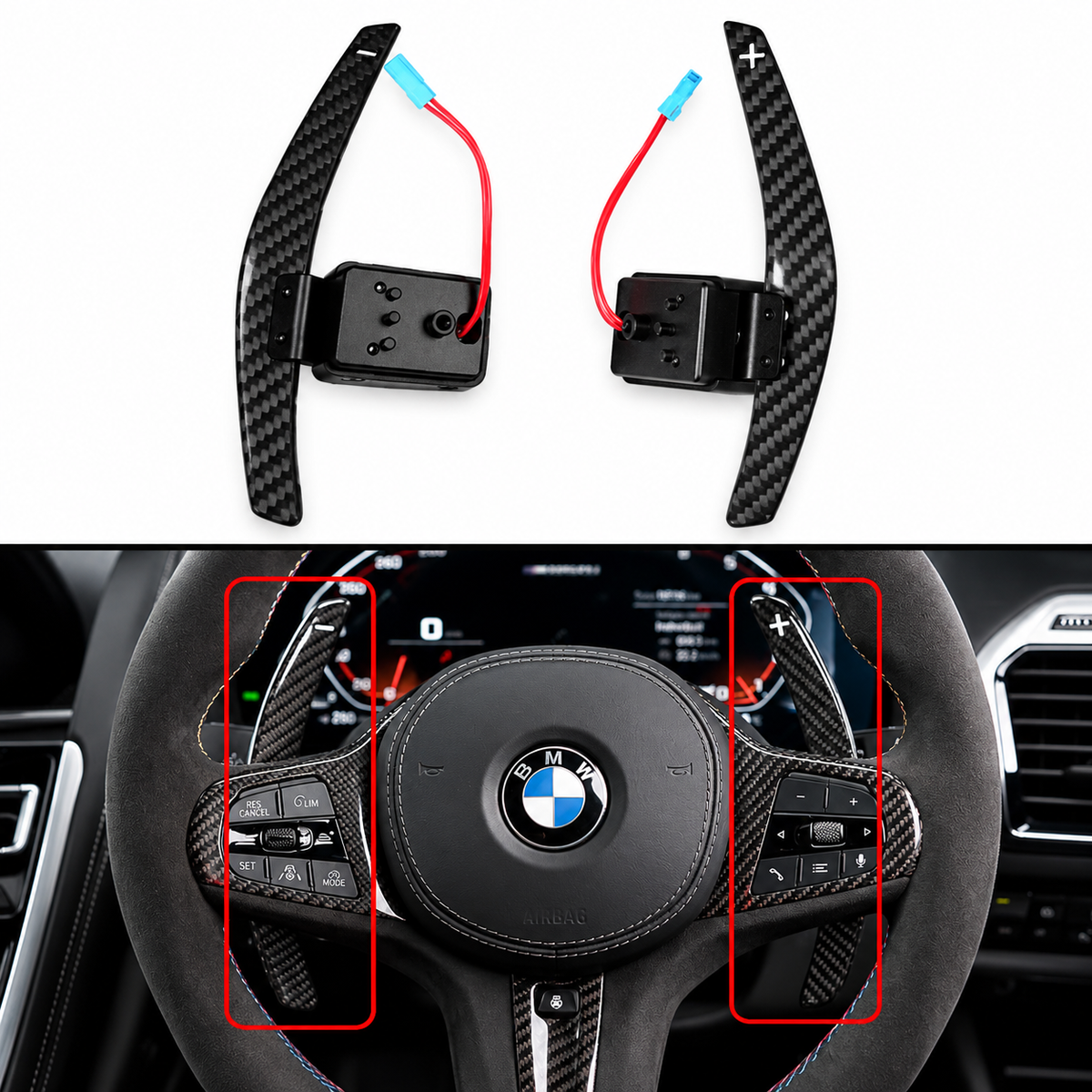Palanca de cambios magnética de repuesto de fibra de carbono para BMW G20 G22 G87 G80 G82 V2