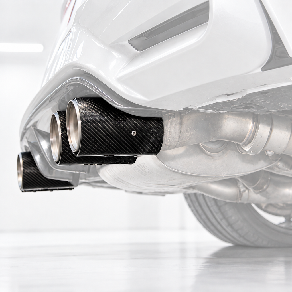 PARA BMW M2 M3 M4 2015-2019 FIBRA DE CARBONO ACERO INOXIDABLE PUNTA DE ESCAPE TUBO ACABADO X 4