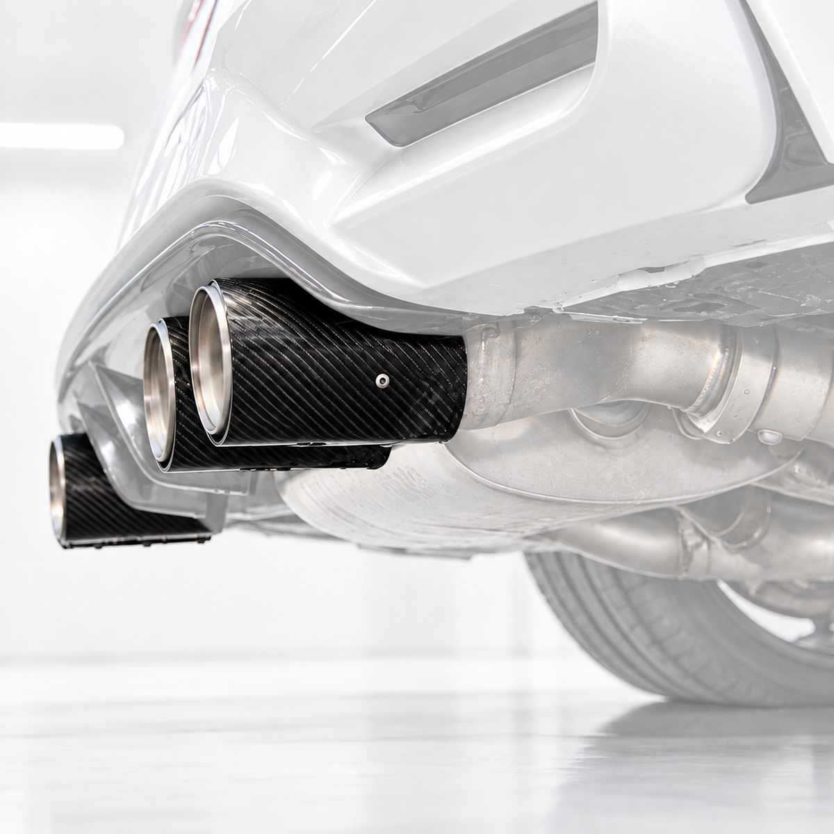 PARA BMW M2 M3 M4 2015-2019 FIBRA DE CARBONO ACERO INOXIDABLE PUNTA DE ESCAPE TUBO ACABADO X 4