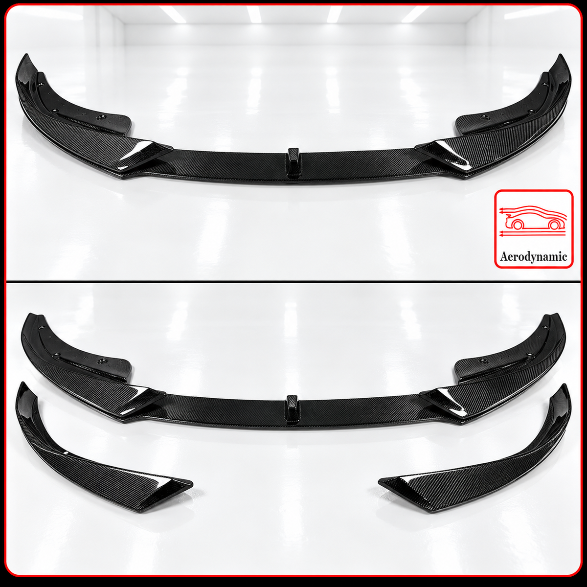 DIVISOR DE LABIOS DE PARACHOQUES DELANTERO DE FIBRA DE CARBONO ESTILO CA PARA BMW G22 G23 430I M440I 21-26