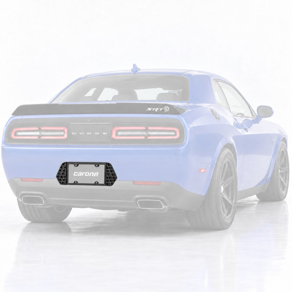 Panel de soporte de marco de matrícula trasero negro brillante para Dodge Challenger 2015-2023