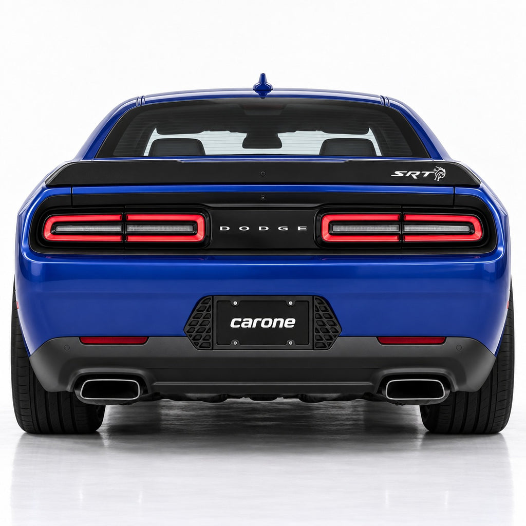 Panel de soporte de marco de matrícula trasero negro brillante para Dodge Challenger 2015-2023