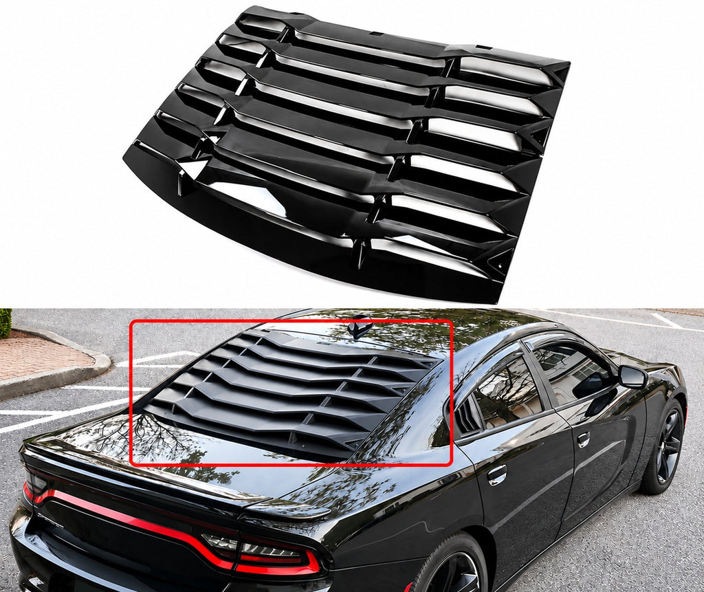 Dodge Charger 2011-2023
Cubierta de persiana para parabrisas ventana trasera negra brillante 2 piezas