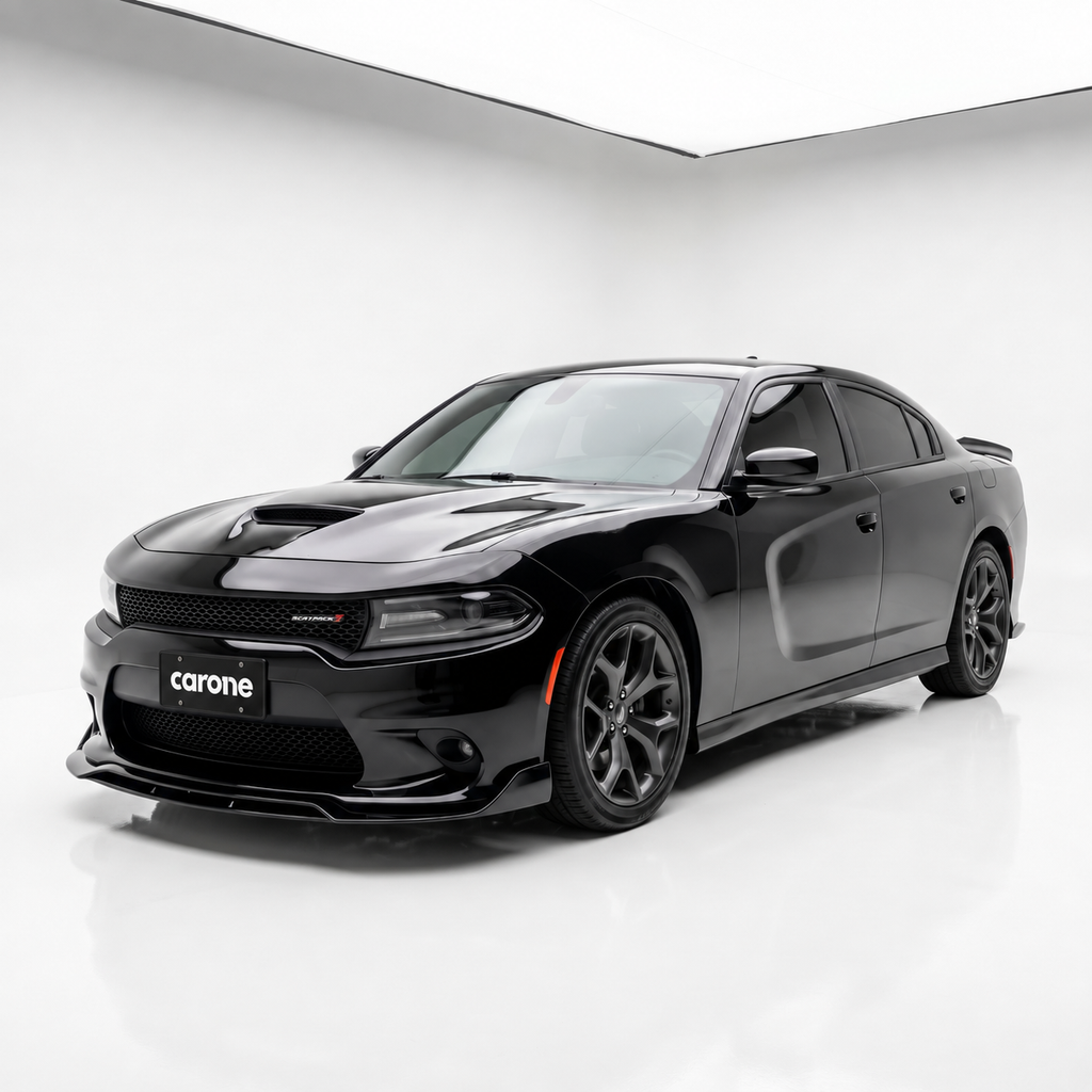 Dodge Charger SRT 2015-23 Divisor de labios para paracoques delantero negro brillante doble cubierta