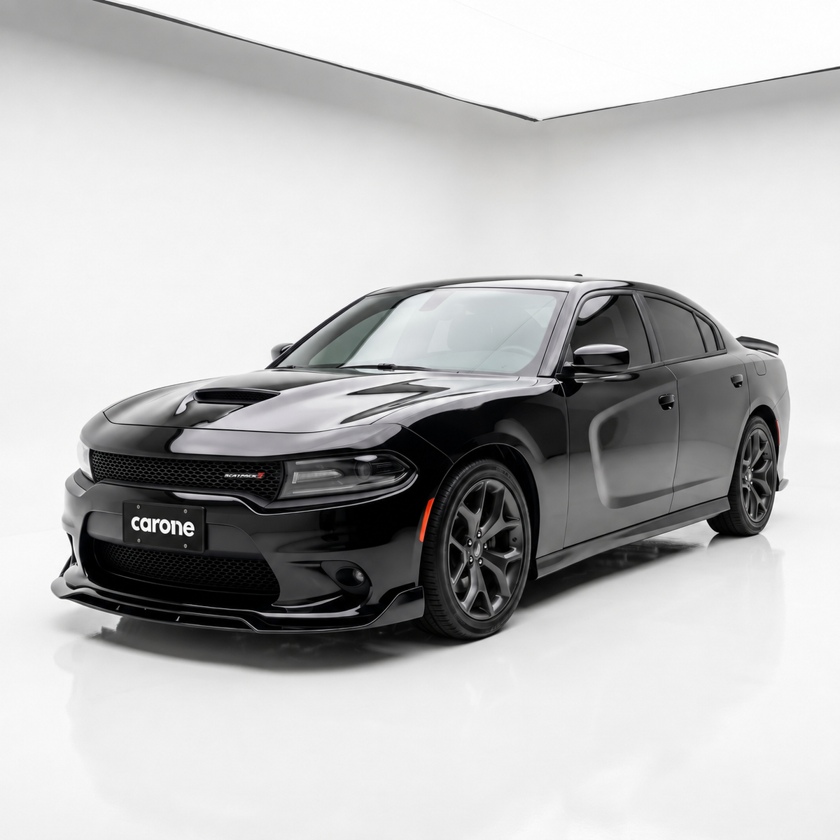 Dodge Charger SRT 2015-23 Divisor de labios para paracoques delantero negro brillante doble cubierta