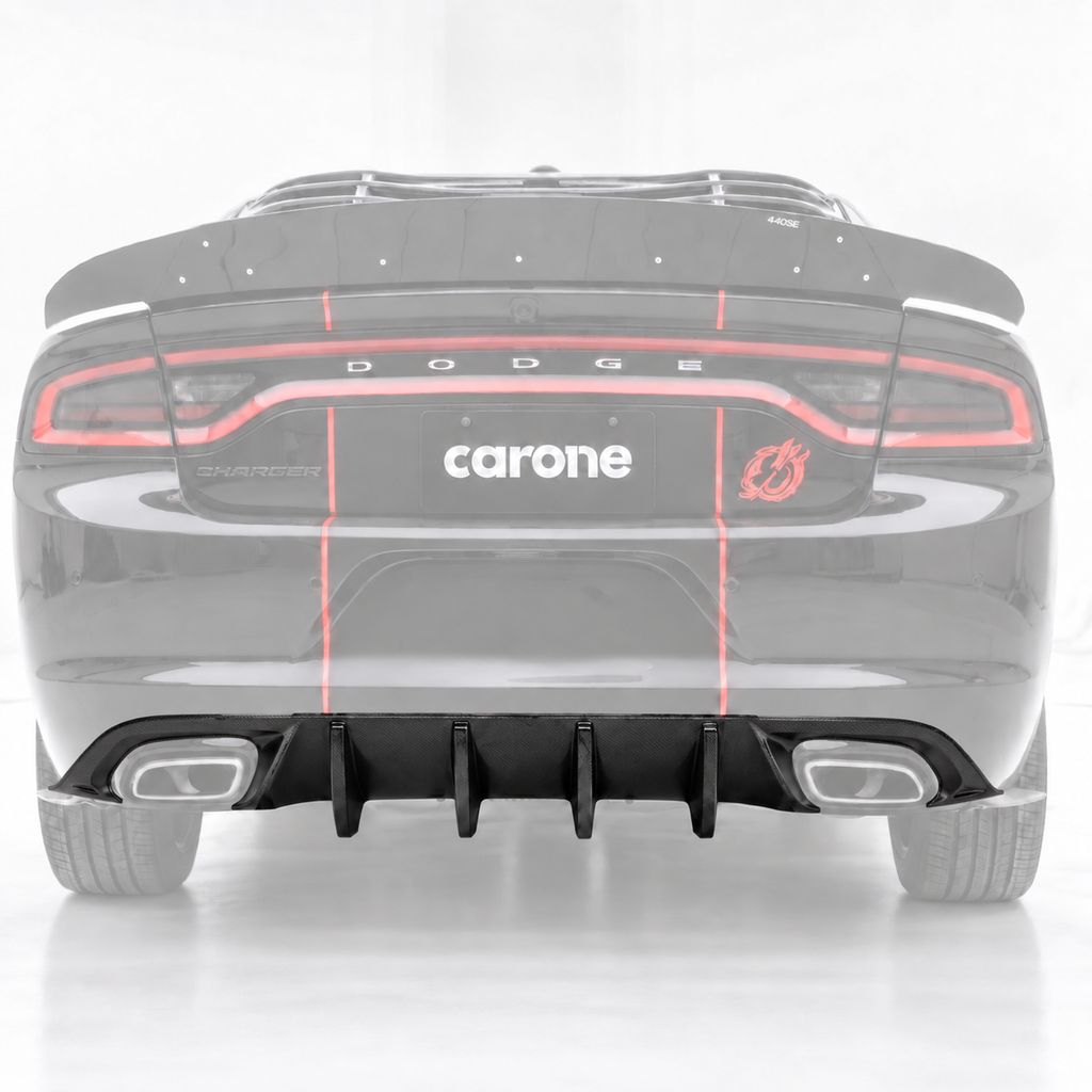 Dodge Charger SXT SE 15-23 Difusor de parachoques trasero de aleta de tiburón aspecto fibra de carbono