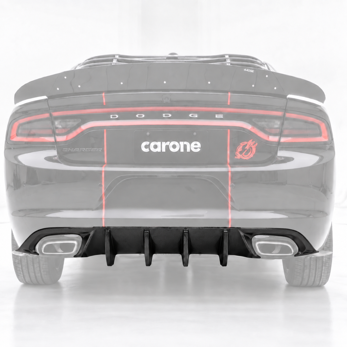 Dodge Charger SXT SE 15-23 Difusor de parachoques trasero de aleta de tiburón aspecto fibra de carbono