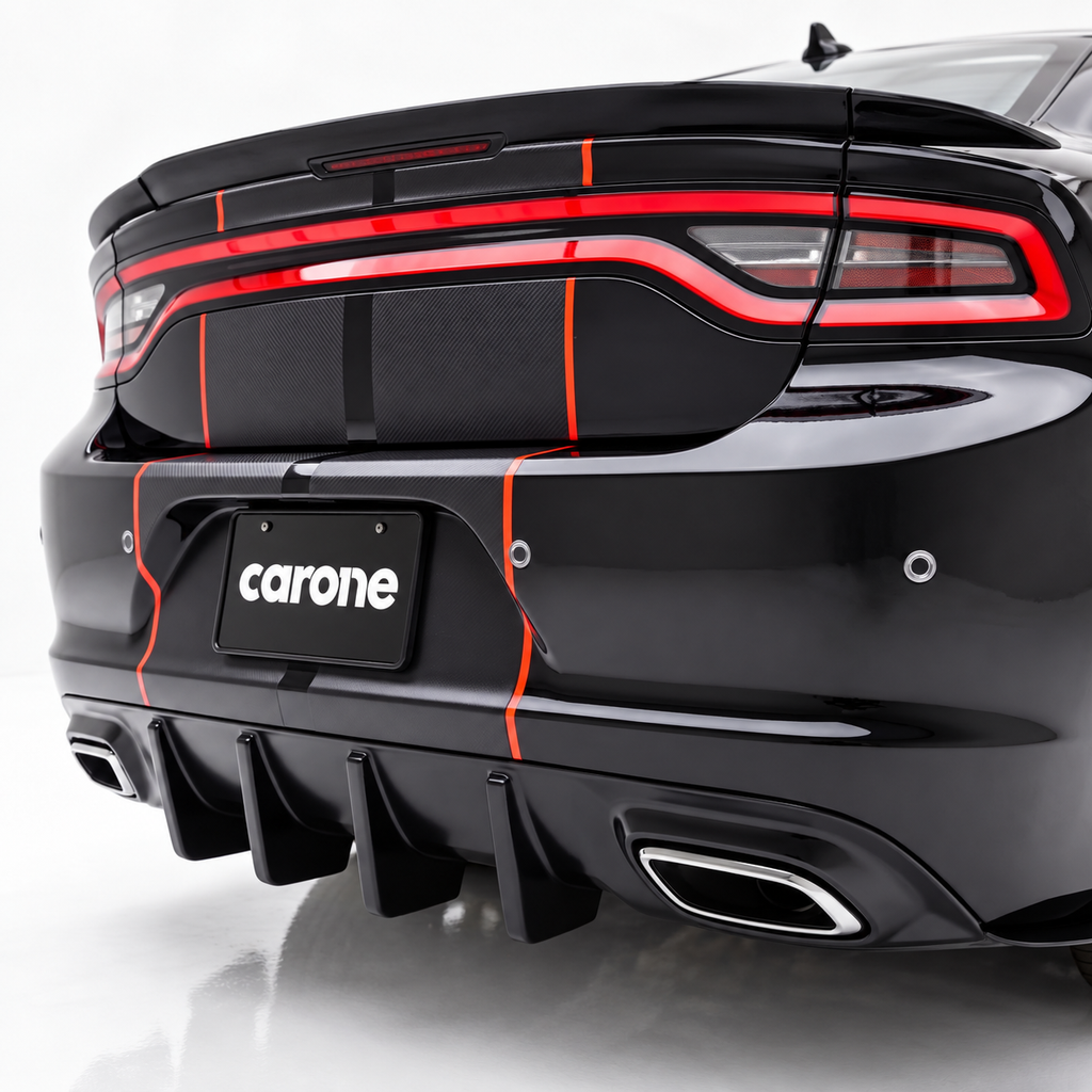 Dodge Charger SXT SE 15-23 Difusor de parachoques trasero de aleta de tiburón aspecto fibra de carbono
