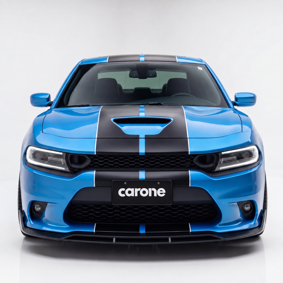 Dodge Charger SRT 2015-23 Divisor de labios para paracoques delantero negro brillante doble cubierta