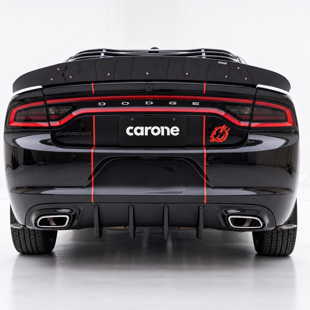 Dodge Charger SXT SE 15-23 Difusor de parachoques trasero de aleta de tiburón aspecto fibra de carbono