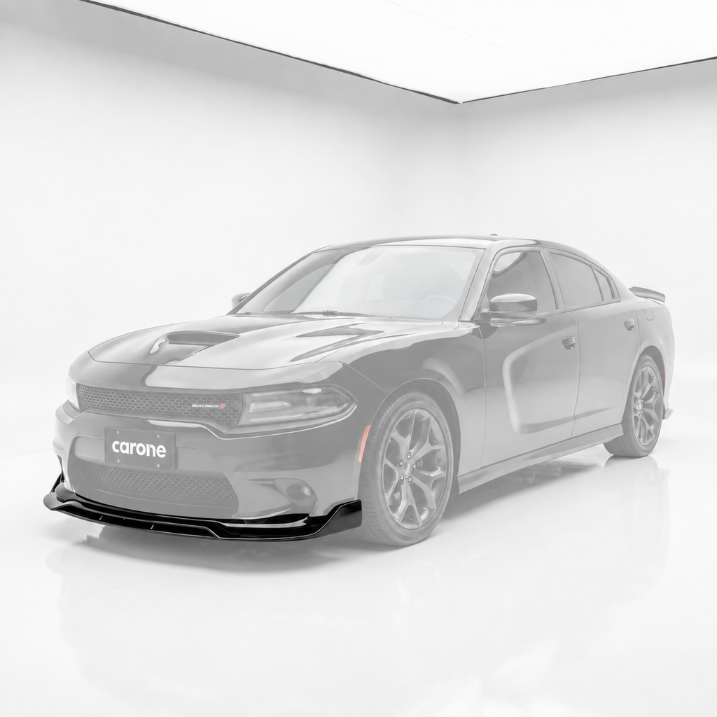 Dodge Charger SRT 2015-23 Divisor de labios para paracoques delantero negro brillante doble cubierta