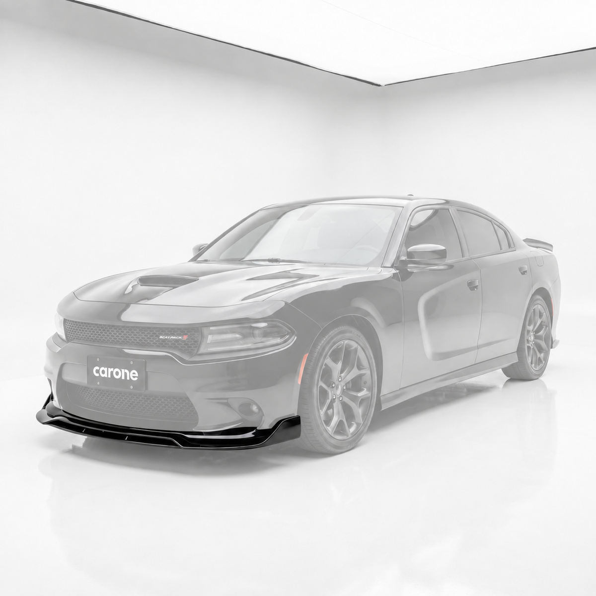 Dodge Charger SRT 2015-23 Divisor de labios para paracoques delantero negro brillante doble cubierta